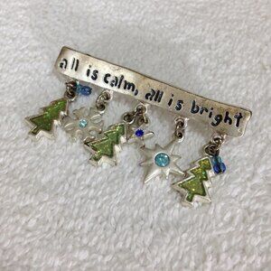 Treasure Charms Christmas Bar Pin Brooch w/Charms